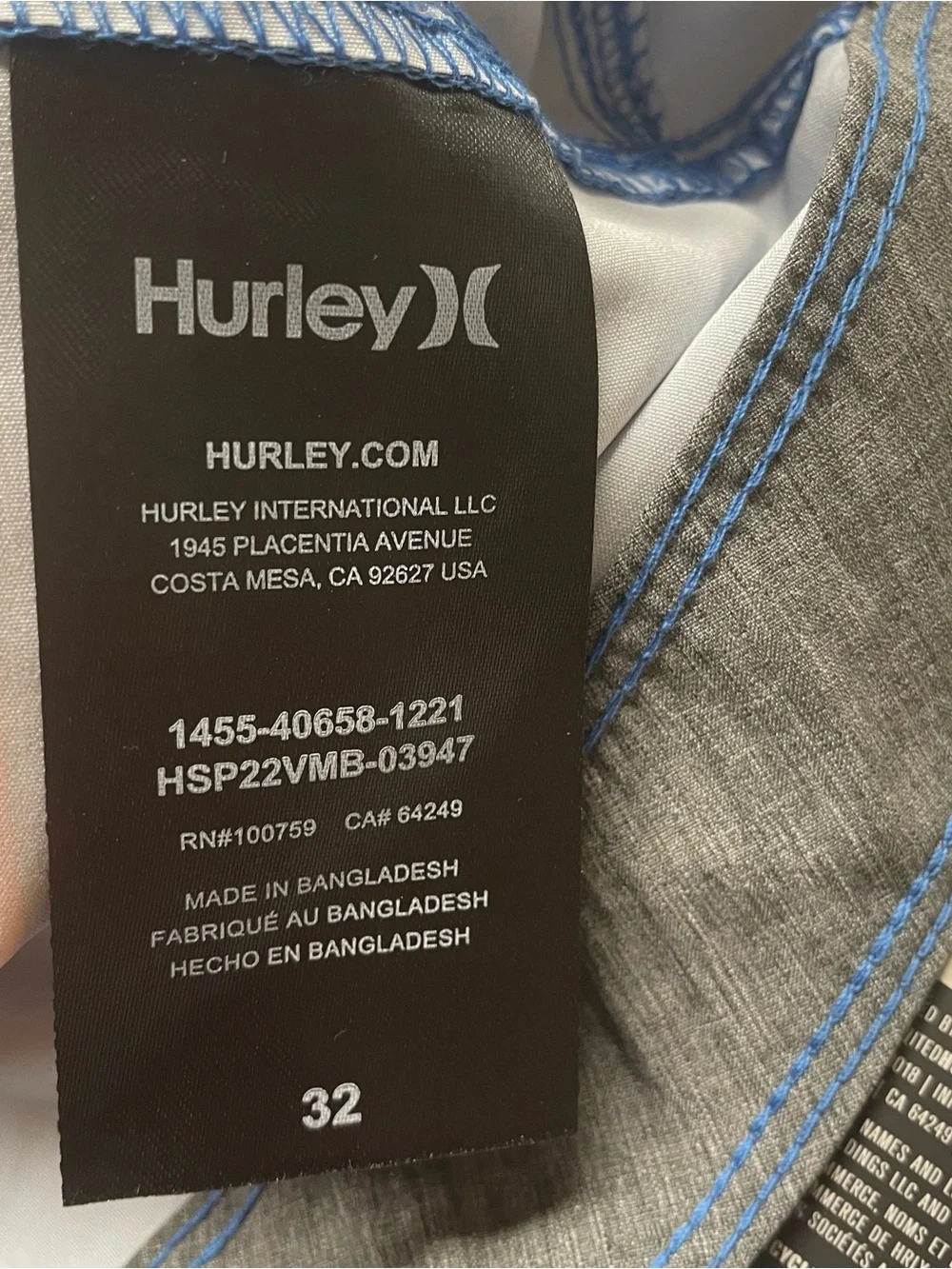 Hurley Men’s Blue & Red Colorblock Swim Board Shorts